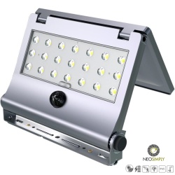 Lampa Solara LED Portabila de Exterior, Neosimply Camping, 1000 lumeni, 21 OSRAM LEDs, 4 Moduri de utilizare, cu senzor de proximitate si panou solar detasabil prin cablu de 4 Metri - Gri Antracit