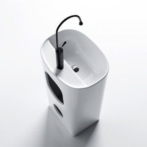 Lavoar ceramic oval CLARO-WH-440 alb, Freestanding - Img 3