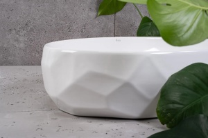 Lavoar ceramic pentru blat REA Maya, Culoare Alb - Img 6