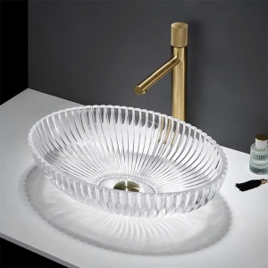 Lavoar de baie REA Nicole, pentru blat, Design Modern Elegant, Transparent - Img 7