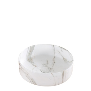 Lavoar De Blat PRO VERONA, Dimensiuni 36 X 36 X 12 Cm, Forma Rotunda, Ceramica Sanitara, Gri / Maro - Img 2