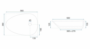 Lavoar de blat REA GRETA 55, Dimensiuni 56 cm x 39 x 13 cm, Ceramica Sanitara, , Alba - Img 6