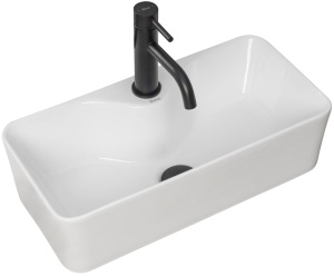 Lavoar de blat REA MERY, 50.5x 25x 14 cm, Montaj Pe Blat, Design Deosebit, Forma Dreptunghiulara, Ceramica Sanitara, Alb - Img 1