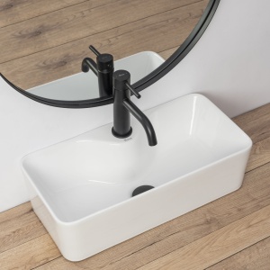 Lavoar de blat REA MERY, 50.5x 25x 14 cm, Montaj Pe Blat, Design Deosebit, Forma Dreptunghiulara, Ceramica Sanitara, Alb - Img 5