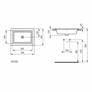 Lavoar incastrabil Ideal Standard Strada 59.5x43.5 cm - Img 2