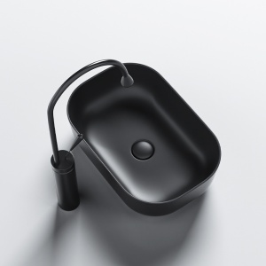 Lavoar pe Blat, Milo, Marmura Ceramica Negru Mat , Dreptunghiular 37 x 25 x 11,5 cm - Img 6