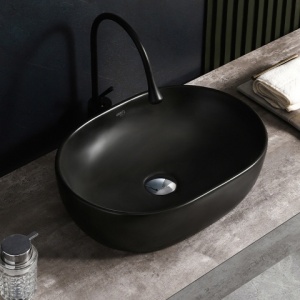 Lavoar pe blat, Neo, Material Ceramica, Negru Mat, Dimensiune 48x34.5x13.5 cm - Img 2