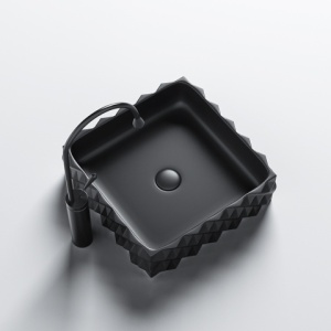 Lavoar pe blat, Pearl, Material Ceramica, Negru Mat, Dimensiune 40X40X15 cm - Img 7