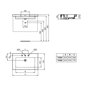 Lavoar pe mobilier Ideal Standard Atelier Extra alb lucios cu 3 orificii baterie 81 cm - Img 9