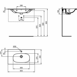 Lavoar pe mobilier Ideal Standard Tesi 82,5 cm - Img 2