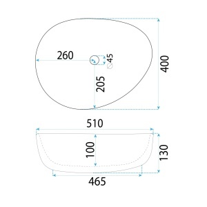 Lavoar pentru blat oval asimetric cu finisaj lucios VANILA alb - Img 5