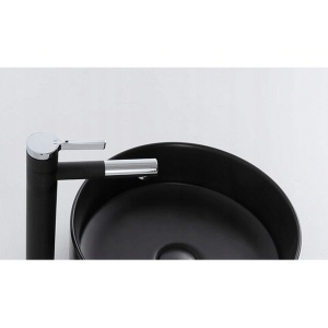 Lavoar PRO VERONA Black, 36x36x12 cm, montaj pe blat, forma rotunda, ceramica sanitara, Negru Mat - Img 3