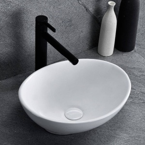 Lavoar REA Sofia Mini White, 34x27x13 cm, montaj pe blat, design deosebit, ceramica sanitara, Alb - Img 2