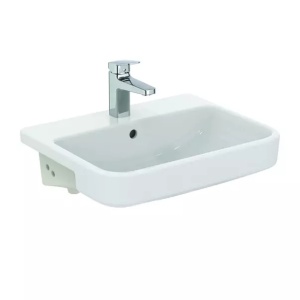 Lavoar semiincastrat Ideal Standard i.life B alb lucios SmartGuard 55 cm cu orificiu baterie si preaplin - Img 4