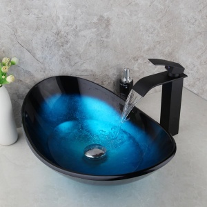 Lavoar sticla Blue VELDMAN + acesorii 54x35x15 cm - Img 2