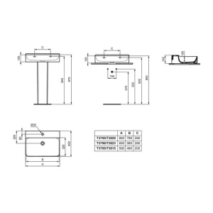 Lavoar suspendat Ideal Standard Atelier Conca 80 cm alb lucios cu orificiu baterie T379501 - Img 12