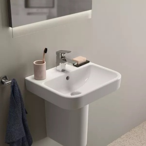 Lavoar suspendat Ideal Standard i.life B alb lucios 45 cm cu orificiu baterie si preaplin - Img 11