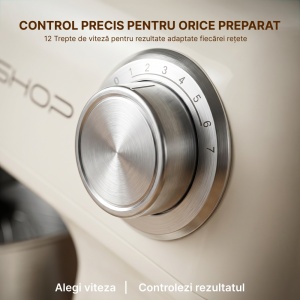 Mixer Cu Bol 4.7L SeveShop® Teendow, Din Inox, Mixer Profesional 1500W, 12 Trepte De Viteza, Mod Pulse, Cap Rabatabil, Accesorii Incluse Pentru Framantare, Mixare Si Batere, Mixer Bucatarie Pentru Aluat, Creme Si Deserturi, Culoare Alba - Img 7
