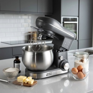 Mixer cu bol AIRNOVA® VitaBlend BLD-10, 1200W, Bol inox 5L, 3 Accesorii, 6 Viteze, Negru/Inox - Img 1