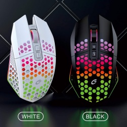 Mouse Wireless Profesional pentru Home & Office ODISSEY LIFE®, Reincarcabil, Iluminare RGB, 9 Butoane, White - Img 4