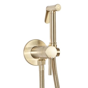 Pachet vas wc suspendat Fluminia Paris, capac softclose si set dus igiena intima auriu cu baterie incastrata Rea Loop - Img 4