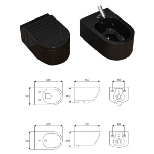 Set Bideu si Vas WC PRO GROHE, montaj suspendat, ceramica sanitara,Vas WC LORENT +Bideu +Capac Soft-Close SLIM PREMIUM+Cadru +Clapeta - Img 9