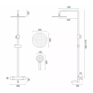 Set de dus cu termostat PRO LUNGO, Crom - Img 8