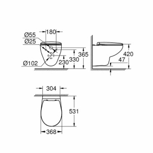 Set rezervor Grohe Rapid SL cu clapeta Skate Air alba si vas wc Grohe Bau Ceramic Rimless capac soft close - Img 2