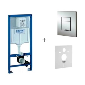 Set rezervor incastrat 4 in 1 Grohe Rapid SL cadru si clapeta Skate Cosmopolitan cu izolare fonica - Img 1