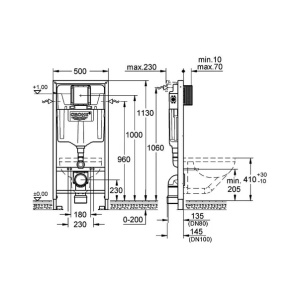 Set rezervor incastrat 4 in 1 Grohe Rapid SL cadru si clapeta Skate Cosmopolitan cu izolare fonica - Img 4