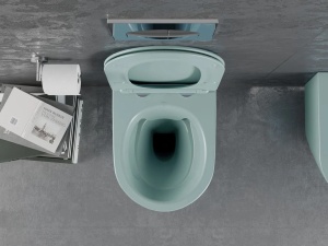 Set vas Wc cu capac soft-close inclus, Montaj suspendat, Ceramica sanitara, Culoare Coral - Img 2