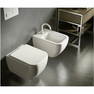 Set vas wc suspendat bideu suspendat Hatria Bianca Rimless si capac softclose