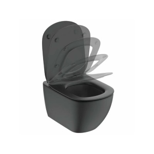 Set vas wc suspendat Ideal Standard Tesi Aquablade cu capac slim softclose negru mat Silk Black - Img 3