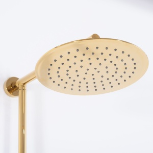 Sistem Complet De Dus REA ALDI GOLD, Montaj Pe Perete, Para Rotunda Tip Ploaie 25x25 Cm, 3 Functii De Curgere A Apei, Finisaj Auriu - Img 2