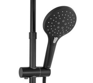 Sistem De Dus Cu Suport Pentru Produse Ingrijire Personala REA SANTOS, Para Rotunda Tip Ploaie 22.5 X 22.5 Cm, 3 Functii , Negru Mat - Img 8