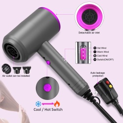 Uscator de Par Ionic Profesional SeveShop 1800W, Tehnologie cu Ioni Negativi pentru Protectie si Stralucire, 3 Trepte de Viteza si Temperaturi Reglabile, Motor Puternic si Silentios, Design Elegant si Ergonomic, Silver - Img 4