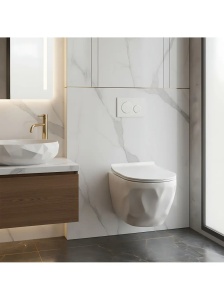 Vas de WC suspendat cu capac Gustavo Rimless alb lucios - Img 3