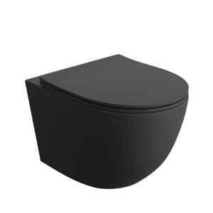 Vas WC PRO VERA NEGRU MAT, Capac Slim Premium Soft-Close Inclus , Montaj Suspendat, Ceramica sanitara