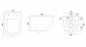 Vas WC REA CARLOS slim Rimless, Alb,lucios,suspendat, ceramica sanitara, 49 x 37 x 33 cm, imitatie marmura - Img 5