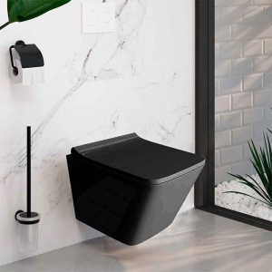 Vas WC suspendat rimless protect cu capac soft close Spectrum Lima 34 x 48.5 cm negru mat - Img 3