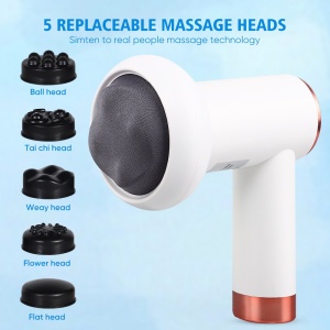 Aparat de Masaj Anticelulita 5 in 1, SeveShop, 5 Capete Interschimbabile, 6 Trepte Vibratii, 3200 RPM, Baterie 1200 mAh, Electric, Fara Fir, Reincarcare USB-C, Putere 30 W, Pentru Tot Corpul, Relaxare, Tonifiere Musculara, Alb - Img 4