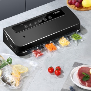 Aparat de Vidat si Sigilat Alimente SeveShop, 110W, Bara de Lipire 30 cm, 10 Pungi Incluse, Functie Vidare Umeda/Uscata, Sigilare Dubla, Vidare Caserole si Muraturi, Rola de 3m, 12L/min, Design Eficient pentru Conservare, Negru/Argintiu