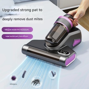 Aspirator Antiacarieni SeveShop, Sterilizator UV, Filtru HEPA Lavabil, Ideal pentru Saltele, Perne, Canapele, Lampa UV-C, Vibratii de Profunzime, Compact si Usor de Manuit, Aspirator cu Perie Rulou, Violet - Img 2