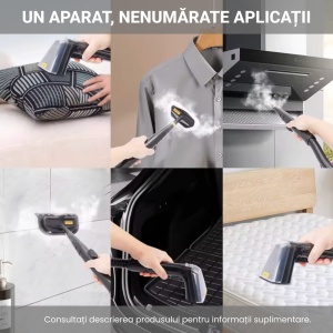 Aspirator Cu Spalare 4 In 1 SeveShop® C6 Max, Aspirator cu Aburi, Aspirator Cu Spalare Multifunctional Pentru Covor Si Tapiterie, Rezervor Dublu 1.2L, Putere 1650W, Putere De Aspirare 12000Pa, Design Compact, Ideal Auto, Canapea, Gri - Img 9