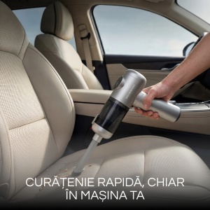 Aspirator Mana Portabil, SeveShop®, Aspirator Fara Fir Wireless, Aspirator Portabil Cu Filtru HEPA, Putere 100W, 7.4V, Autonomie 30–60 Min, Aspirator Mana Cu Capacitate 0.2L, Ideal Pentru Casa Birou Si Masina, Compact Si Usor, Curatare Wet & Dry, Argintiu - Img 6