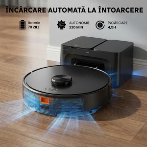 Aspirator Robot Inteligent 3 in 1, SeveShop® D65S Max Teendow, Robot Aspirare Cu Navigatie LiDAR 360°, Aspirator Inteligent 3 In 1 Cu Functie Mop, Putere 6000 Pa, Harti Multi Etaje, Control Prin Aplicatie Teendow Si Alexa, WiFi, Senzori Anticadere, Negru - Img 6