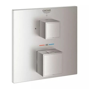 Baterie dus incastrata Grohtherm Cube termostatata crom periat Supersteel fara corp ingropat