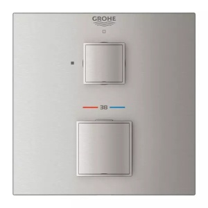 Baterie dus incastrata Grohtherm Cube termostatata crom periat Supersteel fara corp ingropat - Img 3