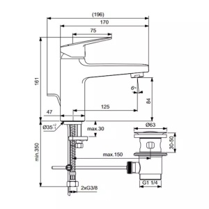 Baterie lavoar cu monocomanda si ventil Ideal Standard Ceraplan BD232AA - Img 4
