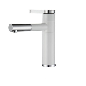Baterie lavoar PRO ALTO Low, Montaj pe chiuveta, Capat Ajustabil, inaltime 19.5 cm, finisaj Alb